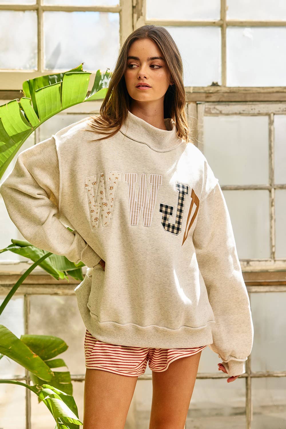 WWJD Patchwork Mock-neck