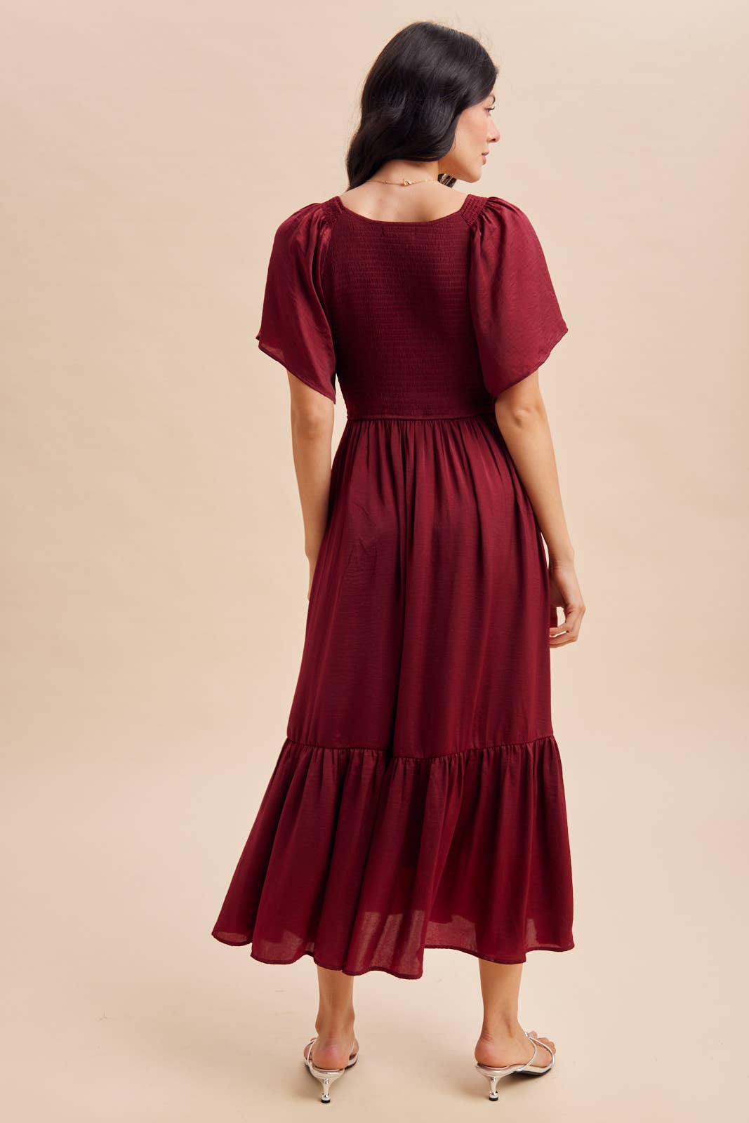 Smocked Satin Dress