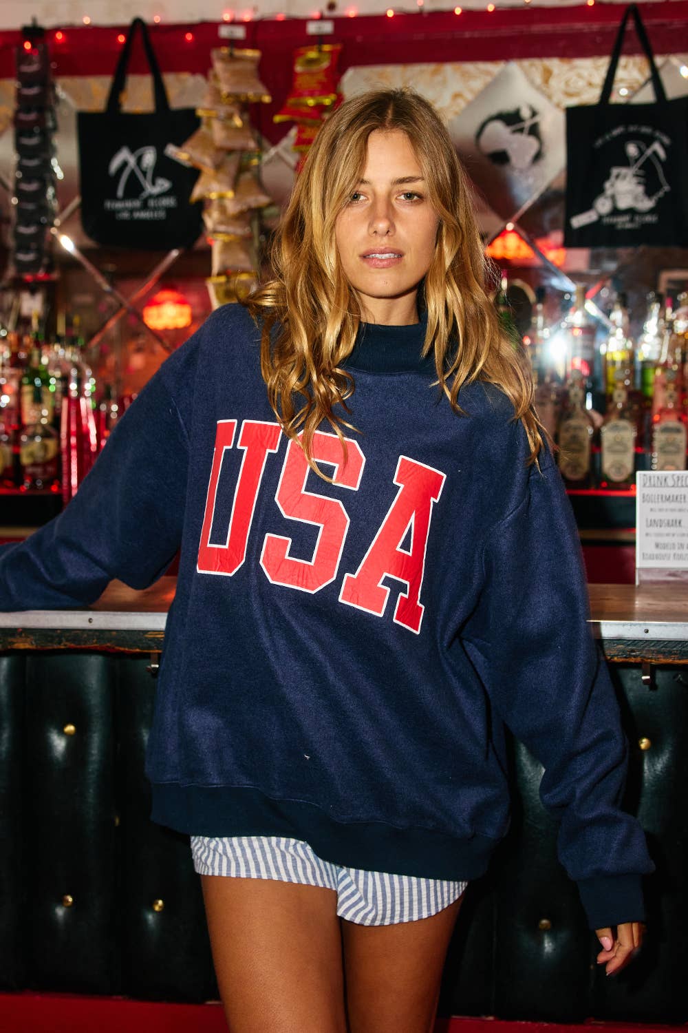 'USA & FLAG' Reversible MockNeck Sweatshirt