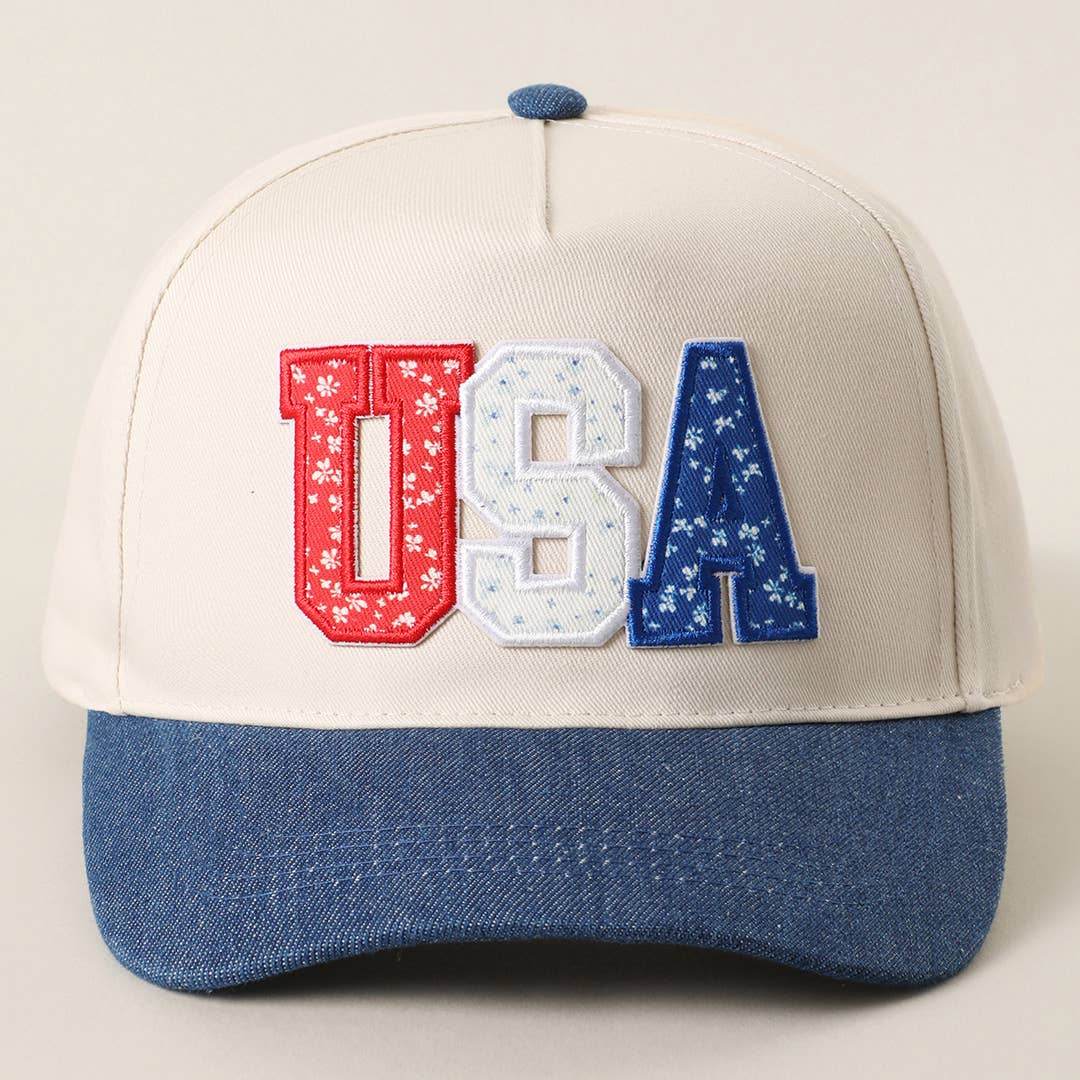 USA Letter Patch Denim Baseball Cap