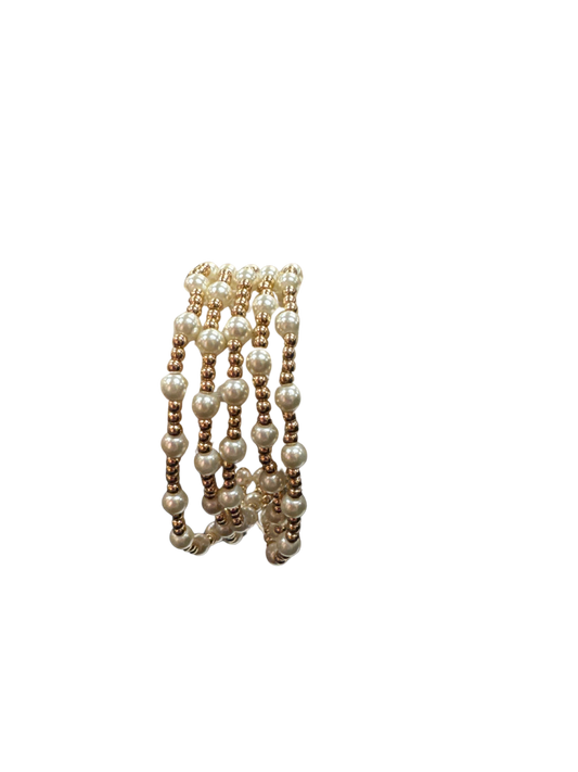 Gold and Pearl Beaded Bracelet