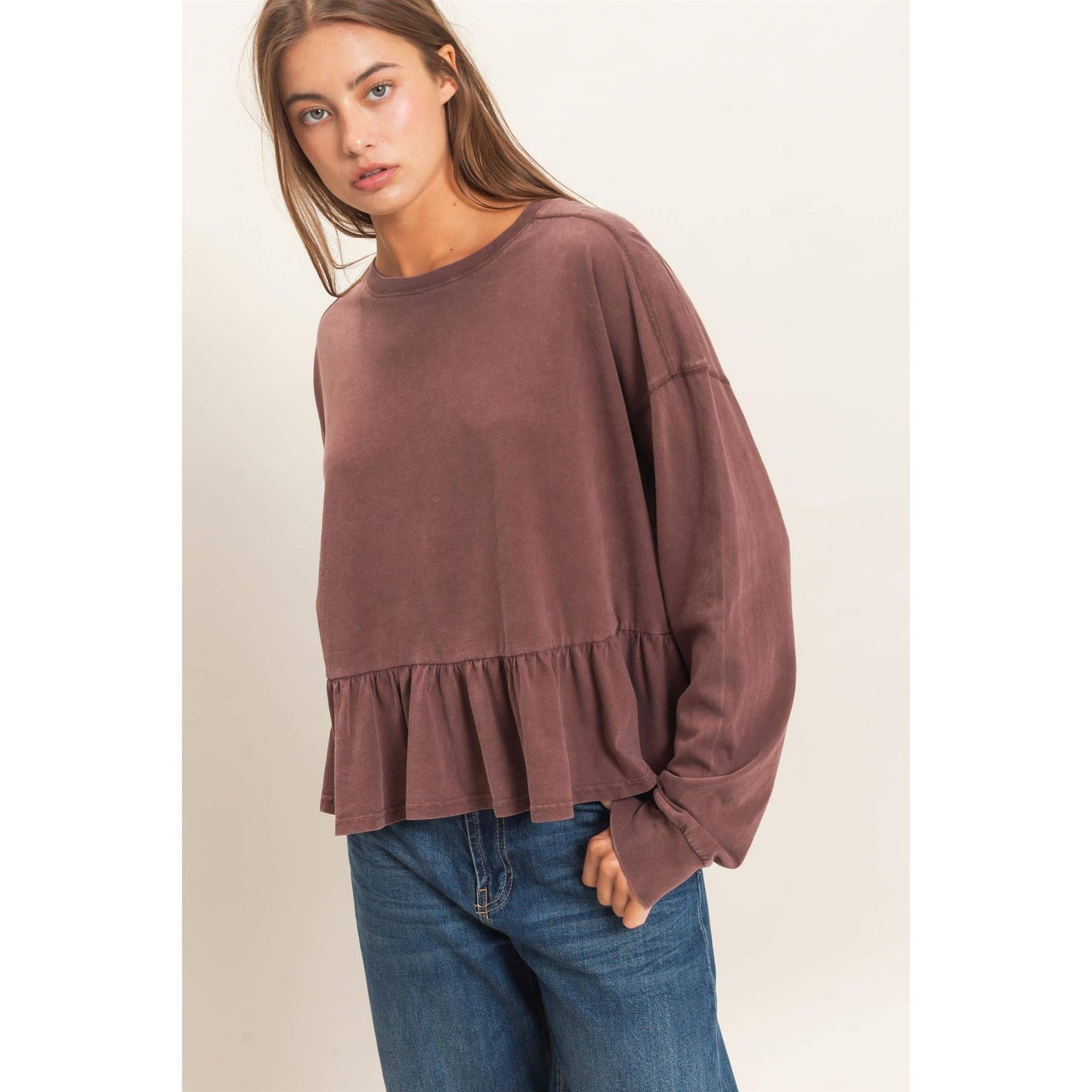 Peplum Long Sleeve Top